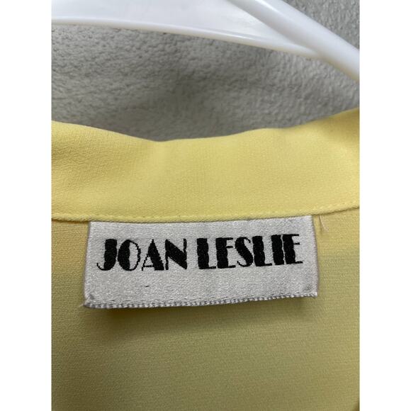 Vintage 90s Women's 16 Yellow Joan Leslie Flowy Button Up Blouse - Picture 3 of 7